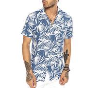 RED BRIDGE Chemise T-Shirt hawaïen à Manches Courtes pour Homme Design Aloha Hawaii Bleu L