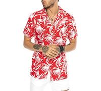 RED BRIDGE Chemise T-Shirt hawaïen à Manches Courtes pour Homme Design Aloha Hawaii Rouge M