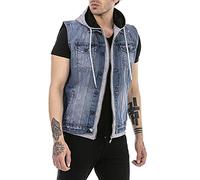 RED BRIDGE Gilet de Jeans pour Homme Veste Sweat avec capuche Used Look Bleu S