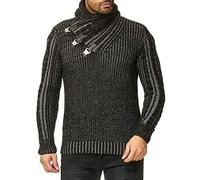 Red Bridge Hommes Manche Longue Pull en Tricot d'hiver Occasionnels col Châle Pull-Over,Noir,M