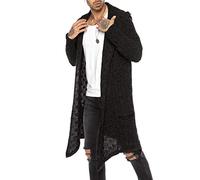 RED BRIDGE Hommes Manches Longues Cardigan Oversize Veste en Tricot Asymétrique Pull Noir M