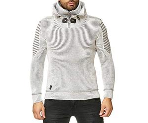 Red Bridge Hommes Manches Longues Pullover en Tricot de Base Col Debout d'hiver Pull,L,Gris