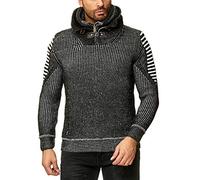 Red Bridge Hommes Manches Longues Pullover en Tricot de Base Col Debout d'hiver Pull,L,Noir