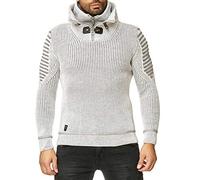 Red Bridge Hommes Manches Longues Pullover en Tricot de Base Col Debout d'hiver Pull,XL,Gris