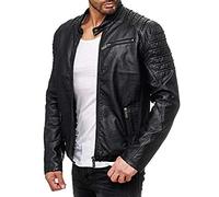Red Bridge Hommes Veste en Cuir Similicuir Nervuré Occasionnels Biker Mode Blouson