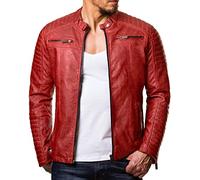 RED BRIDGE Hommes Veste Similicuir Biker Occasionnels Nervuré Mode Coton Blouson