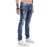 RED BRIDGE Jean pour Homme Denim Pants Jeans Used Look Destroyed Bleu W31L34