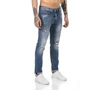 RED BRIDGE Jean pour Homme Denim Pants Jeans Used Look Destroyed Bleu W32L32