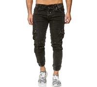 RED BRIDGE Jean pour Hommes Pantalon Denim Style Jogging Slim-Fit Relaxe Mode Jeans Noir W34 L34