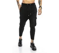 RED BRIDGE Pantalon de Jogging pour Homme Pantalon de survêtement avec Coupe Basse Look Cargo Noir S