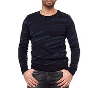 RED BRIDGE Pull à col Rond pour Homme Pull en Maille Fine Design Barcelona Bleu S