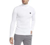 RED BRIDGE Pull à col roulé pour Homme Chandail Pullover tricoté à côtes Blanc XXL