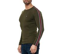 RED BRIDGE Pull à Manches Longues Slim Fit pour Hommes Sweat-Shirt rayé Kaki S