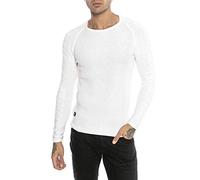 RED BRIDGE Pull en Tricot pour Hommes Chandail Tricoté Slim Fit Cross Lines Blanc XL