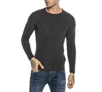 RED BRIDGE Pull en Tricot pour Hommes Chandail Tricoté Slim Fit Cross Lines Gris XXL