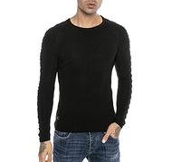 RED BRIDGE Pull en Tricot pour Hommes Chandail Tricoté Slim Fit Cross Lines Noir XL