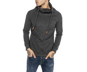 RED BRIDGE Pull pour Homme avec col châle Sweatshirt en Coton avec col Haut Gris foncé S