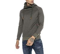 RED BRIDGE Pull pour Homme avec col châle Sweatshirt en Coton avec col Haut Vert M