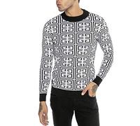 RED BRIDGE Pull tricoté Chandail en Tricot Pullover Slim-Fit Square Pattern Blanc-Noir XL