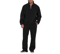 RED BRIDGE Survêtement 2 pièces avec pull à demi-fermeture éclair et pantalon, survêtement confortable pour les loisirs, le quotidien et les vêtements de détente, Noir , M