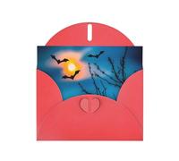 Red BROLEO Carte de vœux Motif chauve-souris sous le ciel nocturne pour Noël, anniversaire, Saint-Valentin, anniversaire de mariage et invitations de fête