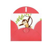 Red BROLEO Carte de vœux Motif singe sautant entre les arbres Pour Noël, anniversaire, Saint-Valentin, anniversaire de mariage et invitations de fête