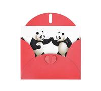 Red BROLEO Pandas Fighting in the Ring Carte de vœux pour Noël, anniversaire, Saint-Valentin, anniversaire de mariage et invitations de fête