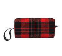 Red Buffalo Trousse de maquillage à carreaux résistante à l'eau pour homme et femme Pochette de rangement vintage avec fermeture éclair Petit sac à outils portable