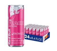 Red Bull Energy Drink, White Peach, Peach Edition | Contient de la caféine, de la taurine, des vitamines B, du sucre et de l'eau, 248,4 ml, lot de 24 canettes