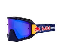 Red Bull Spect Whip MX Lunettes Monture Bleu Mat - Sangle Triangle Bleu - Verres à une seule vitre miroir bleu