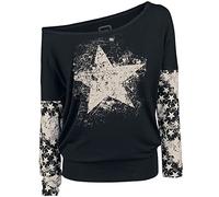RED by EMP Femme Chemise Ample Noire à Manches Longues avec imprimé étoiles L