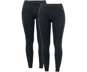 RED by EMP Femme Leggings Noirs Basiques dans Un Sac Double en matériau Extensible sans Couture - ajustés pour Un Confort de Tenue élevé M