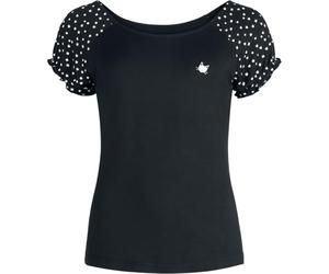 RED by EMP Femme T-Shirt Noir à Manches Raglan et imprimé en Chat M