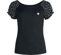 RED by EMP Femme T-Shirt Noir avec Manches Raglan et imprimé intégral de Chats L