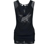 RED by EMP Femme Top Noir en résille avec imprimé d'étoiles