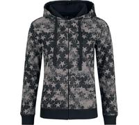 RED by EMP Femme Veste à Capuche Noire avec Impression All-Over avec étoiles
