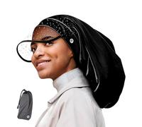 Red by Kiss Bonnet de pluie doublé en satin de qualité supérieure, 100 % étanche, sangle réglable, pochette pliable incluse, Tresse/noir, taille unique