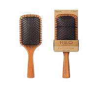 RED by Kiss Brosse à cheveux démêlante en bois, poils longs en bois de hêtre pour cheveux épais, bouclés, fins, longs, courts et humides et secs, brillance durable (pagaie carrée)
