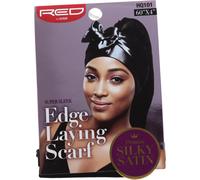 Red By Kiss Edge Laying Scarf Silky Satin Black 1ut