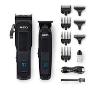 Red by Kiss Ensemble de tondeuse et tondeuse sans fil pour le toilettage des cheveux et de la barbe, tondeuse professionnelle avec tondeuse à lame en T de précision, kit de coupe de cheveux