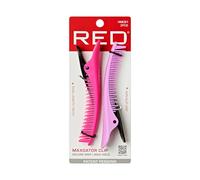 RED by Kiss Maxgator Lot de 2 pinces à cheveux pour coiffer les cheveux épais, prise en main antidérapante avec dents à double longueur, maintien sûr sans bosses, lot de 2 pinces à cheveux