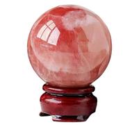 Red Calcite Crystal Ball with Stand,Real Quartz Sphere for Decoration, Polished Divination Stone for Feng Shui Home Office,5~6cm Gemstone Stone