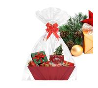 Red Cardboard Candy Basket - Decorative Gift Box with Handles & Bows | 25x17x9cm Size, 120g Weight, Double Copper Paper Build, Small Holiday Basket for Christmas, Birthday, Wedding Party