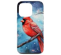Red Cardinal Bird Blue Starry Night Pink Floral Sky Flower Coque pour iPhone 13 Pro