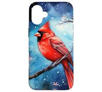 Red Cardinal Bird Blue Starry Night Pink Floral Sky Flower Coque pour iPhone 16 Plus