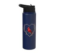 Red Cardinal Bird Heart Tree Branch Birdwatching Birdwatching Stainless Steel Insulated Water Bottle