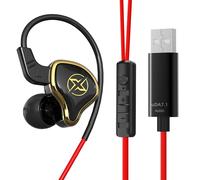 Red Casque de jeu USB filaire avec microphone, écouteur antibruit surround, 2.5m, 7.1, adapté pour PC, ordinateur, PS4, PS5, P1, 10 ""Nipseyteko