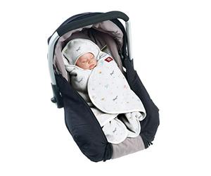 RED CASTLE, Couverture enveloppante Hiver bébé, Compatible Siège Auto/Pousette/Nacelle, Double Polaire, Douce, Chaude, Déperlante, Respirante, Babynomade, Happy Fox/Blanc, 0-6 Mois