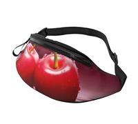 Red Cherries Sac banane pour homme et femme avec prise casque et ceinture réglable pour vélo, course à pied, jogging, voyage, entraînement en plein air, cyclisme, fitness, randonnée, Noir , Taille