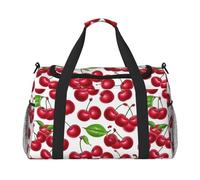 Red Cherries Sac de voyage avec fermetures éclair et poignées, grand sac de sport pliable pour vacances en famille, Noir , Taille unique